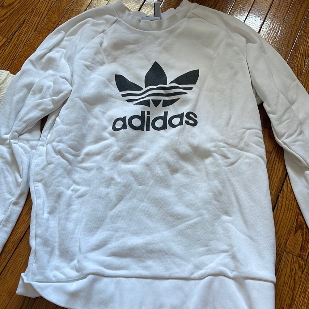 Adidas white crewneck